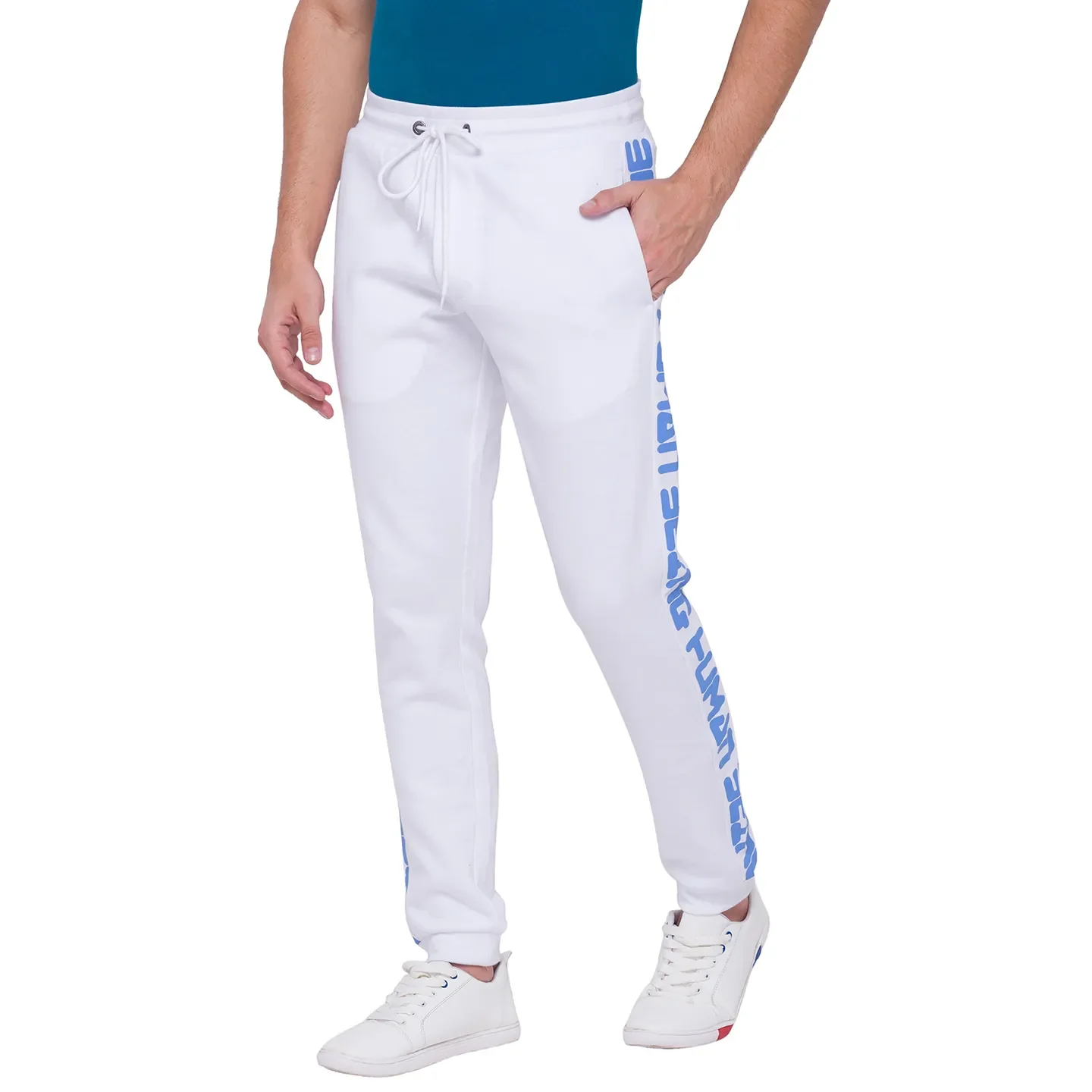 White Regular Fit Men's Track Pants by Being Human Clothing - Image 2
