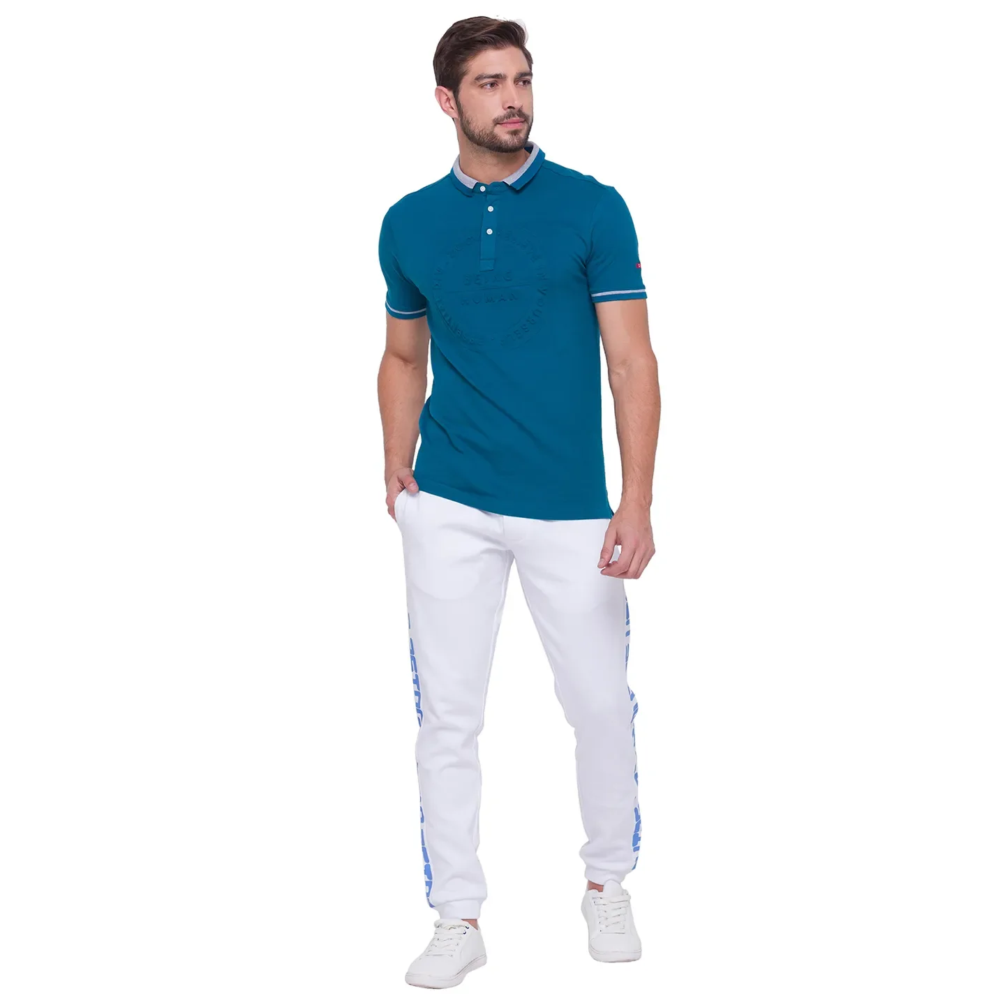White Regular Fit Men's Track Pants by Being Human Clothing - Image 5