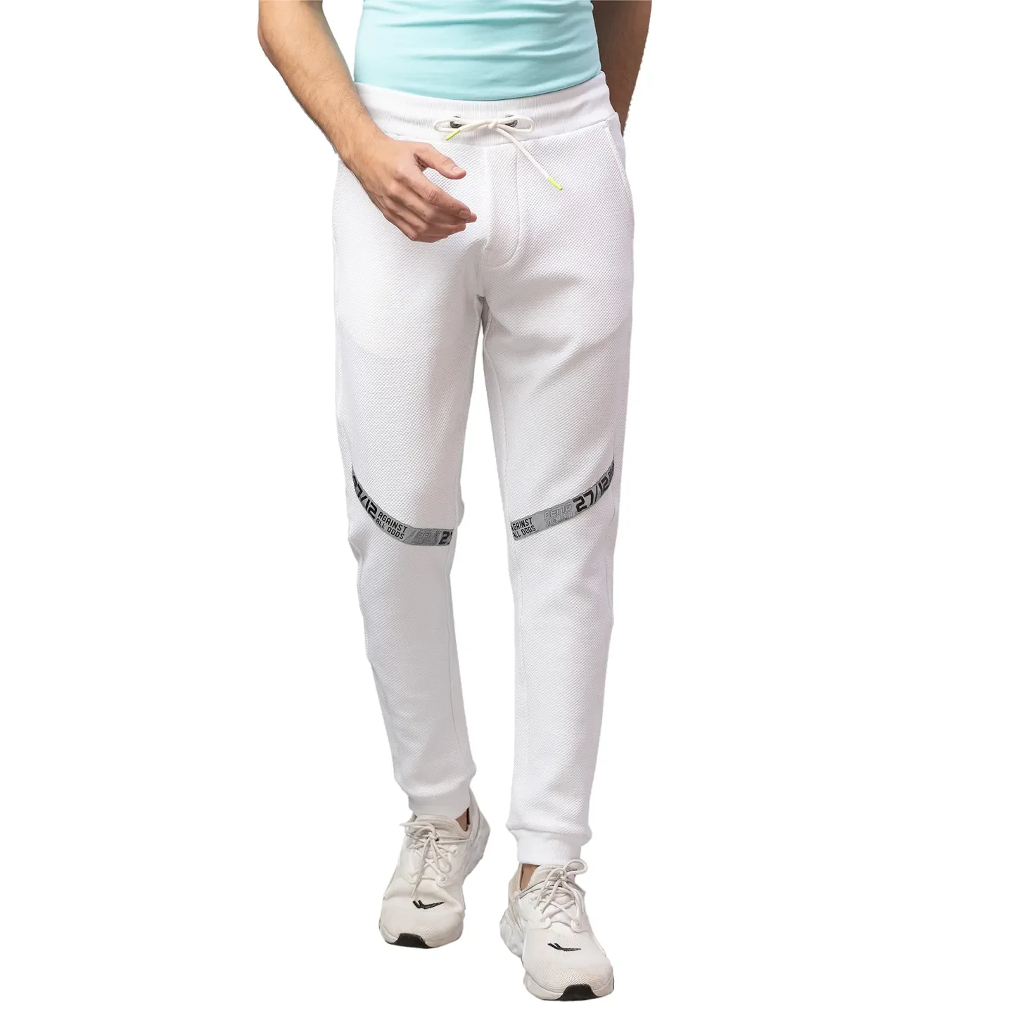 White Regular Fit Men's Track Pants by Being Human Clothing