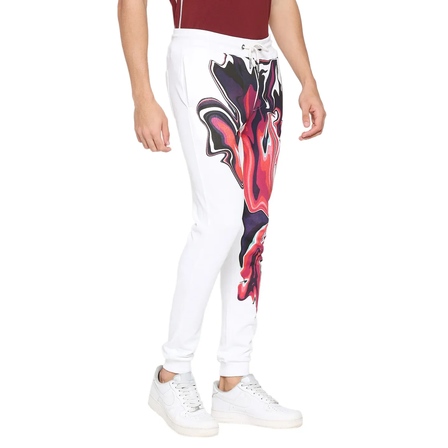 White Regular Fit Track Pants For Men By Being Human Clothing - Image 3