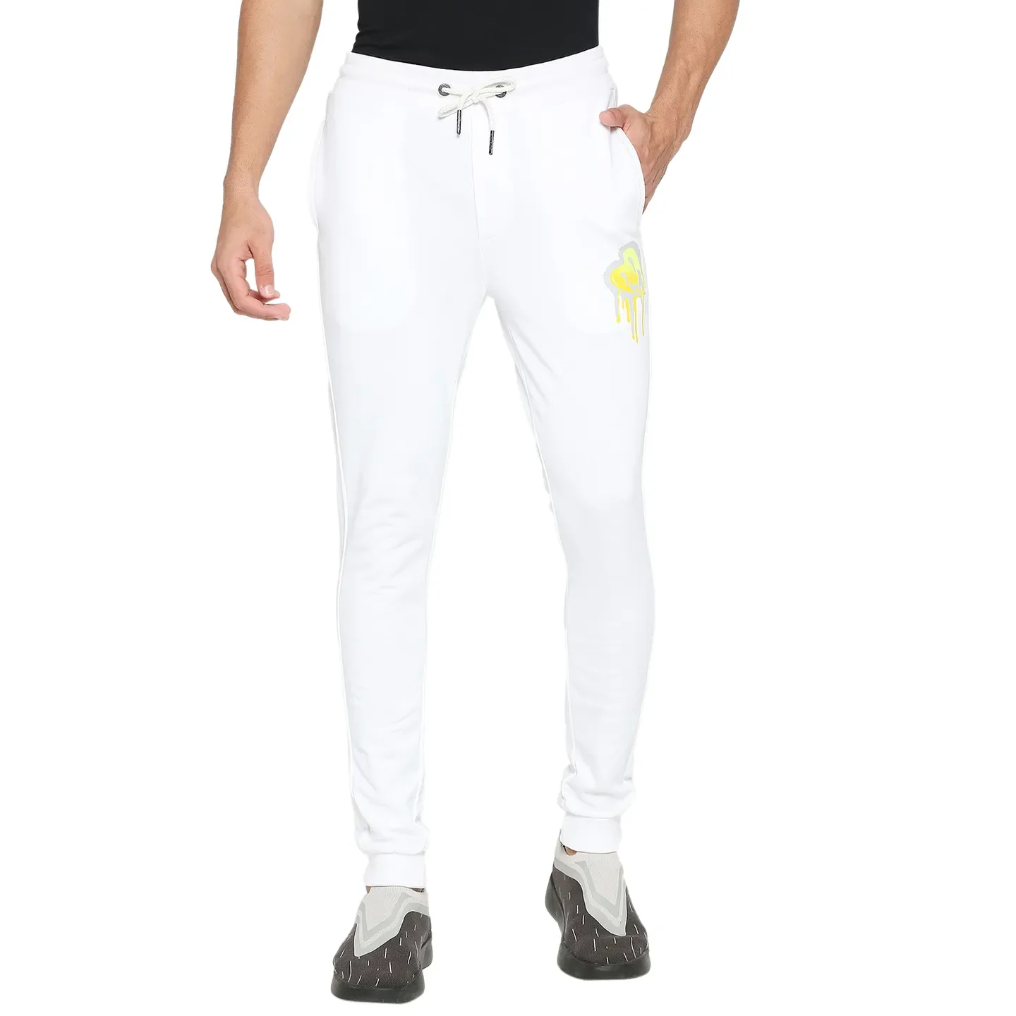White Regular Fit Track Pants For Men By Being Human Clothing