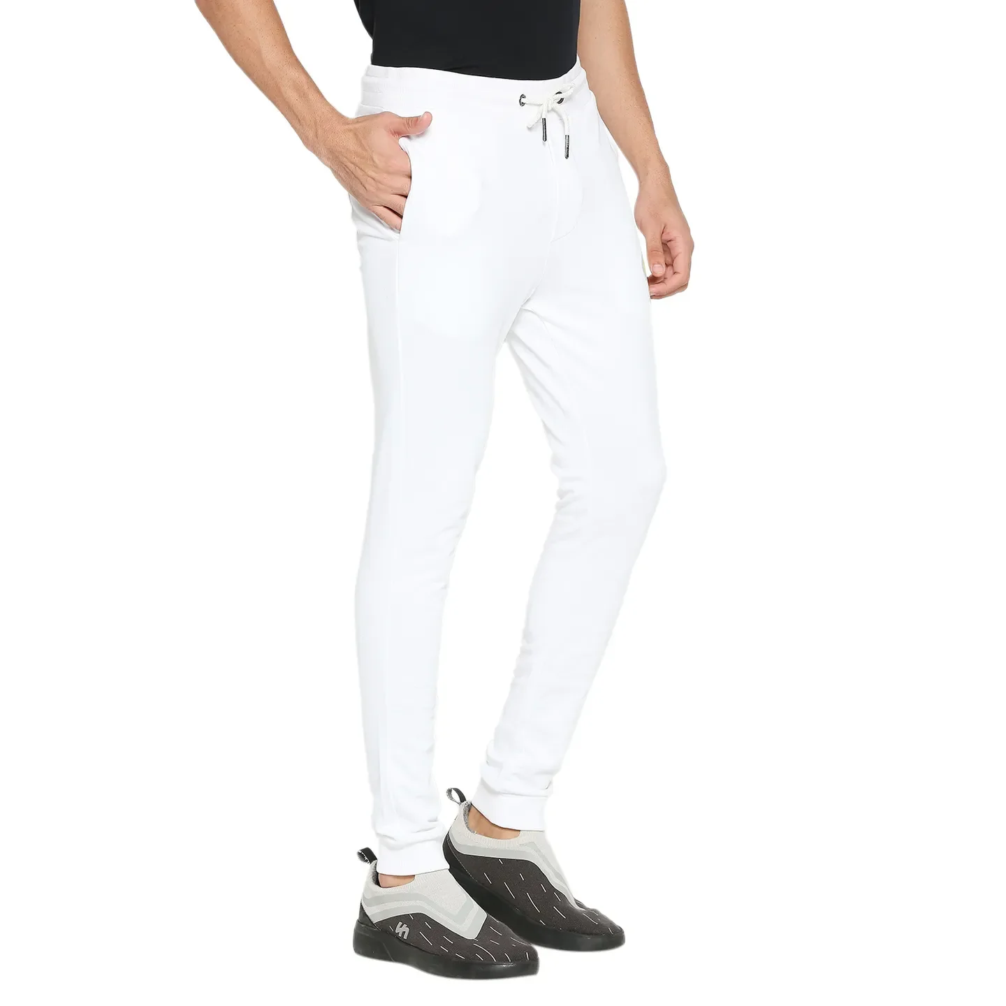 White Regular Fit Track Pants For Men By Being Human Clothing - Image 3