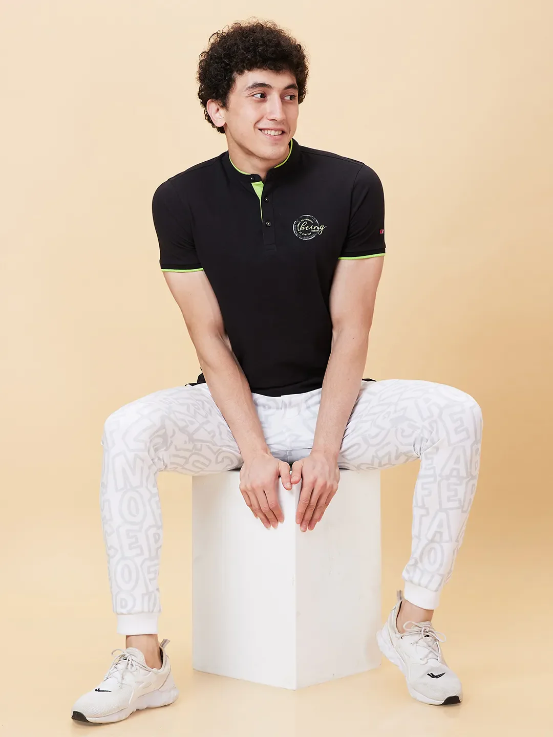 White Regular Fit Men's Track Pants by Being Human Clothing - Image 6