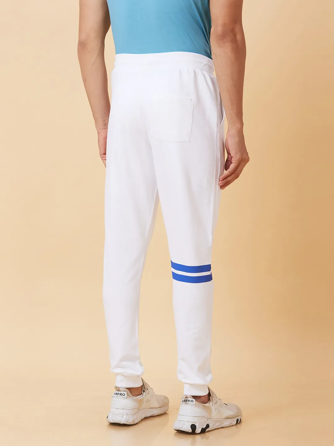 White Regular Fit Track Pants For Men By Being Human Clothing - Image 2