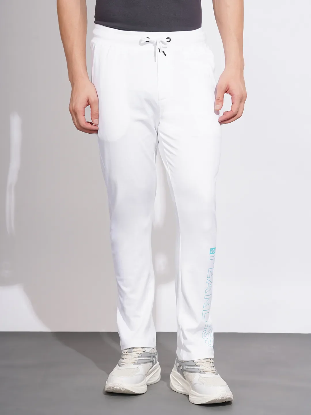 White Regular Fit Track Pants For Men By Being Human Clothing