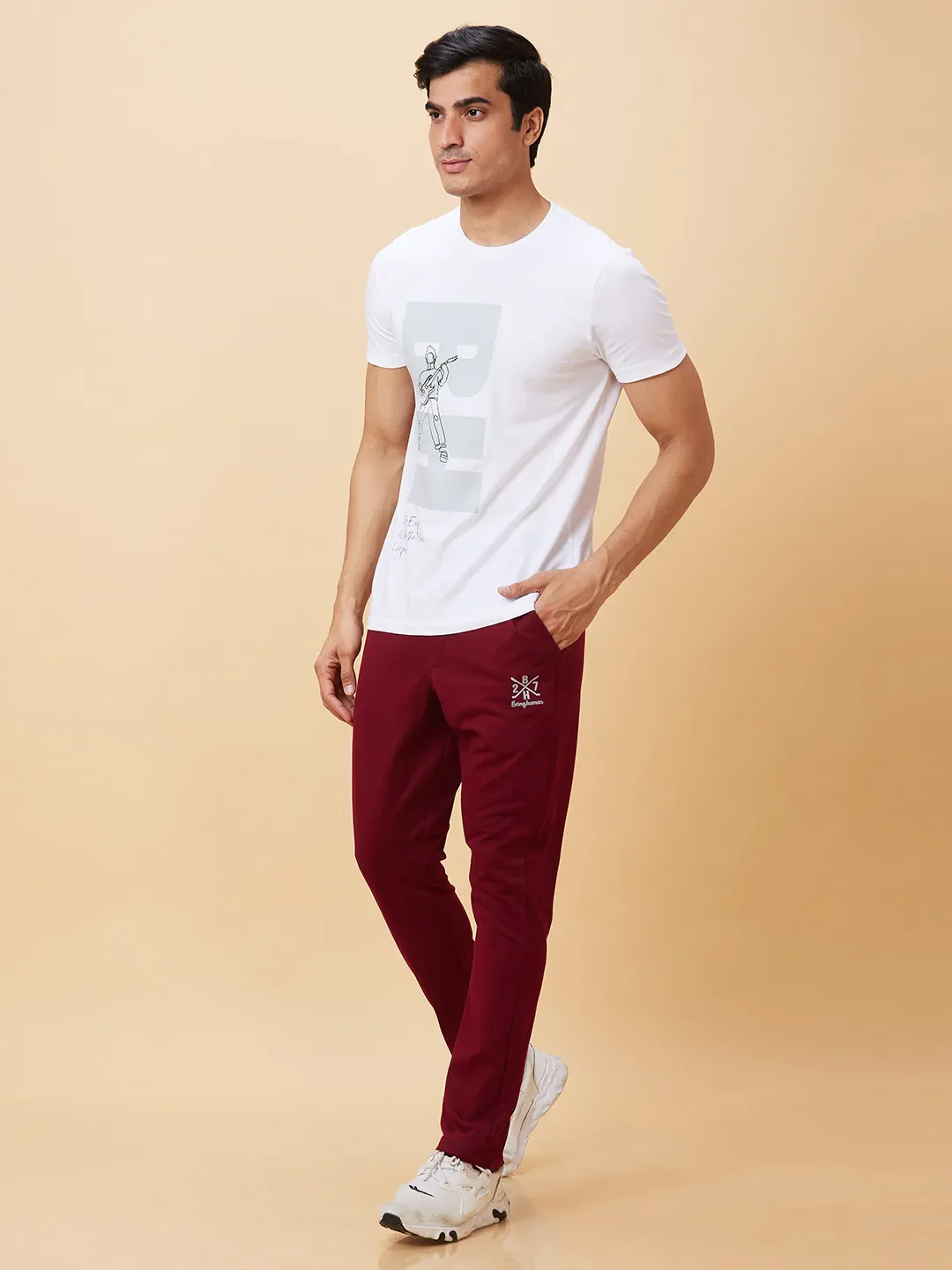 Red Regular Fit Men's Track Pants by Being Human Clothing