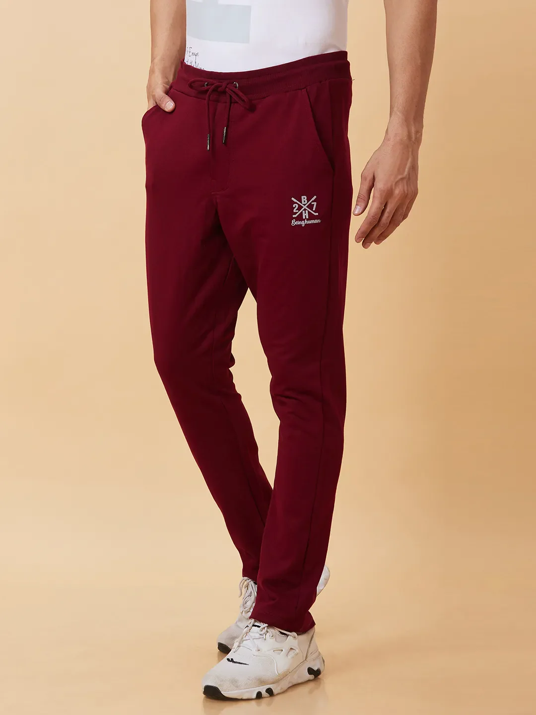 Red Regular Fit Men's Track Pants by Being Human Clothing - Image 3