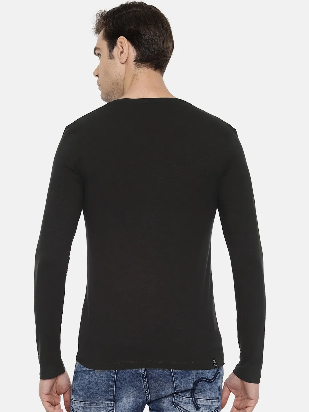Black Regular Fit Men's Long Sleeves T-Shirt by Being Human Clothing - Image 3