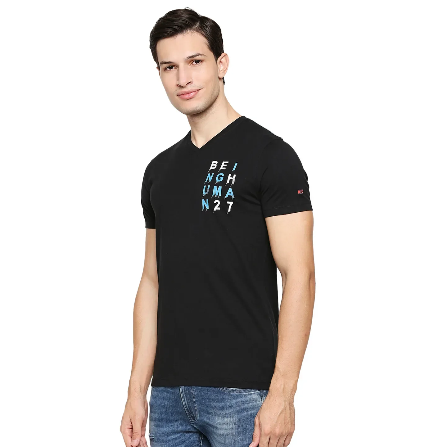 Black Regular Fit Men's Short Sleeves T-Shirt by Being Human Clothing - Image 2