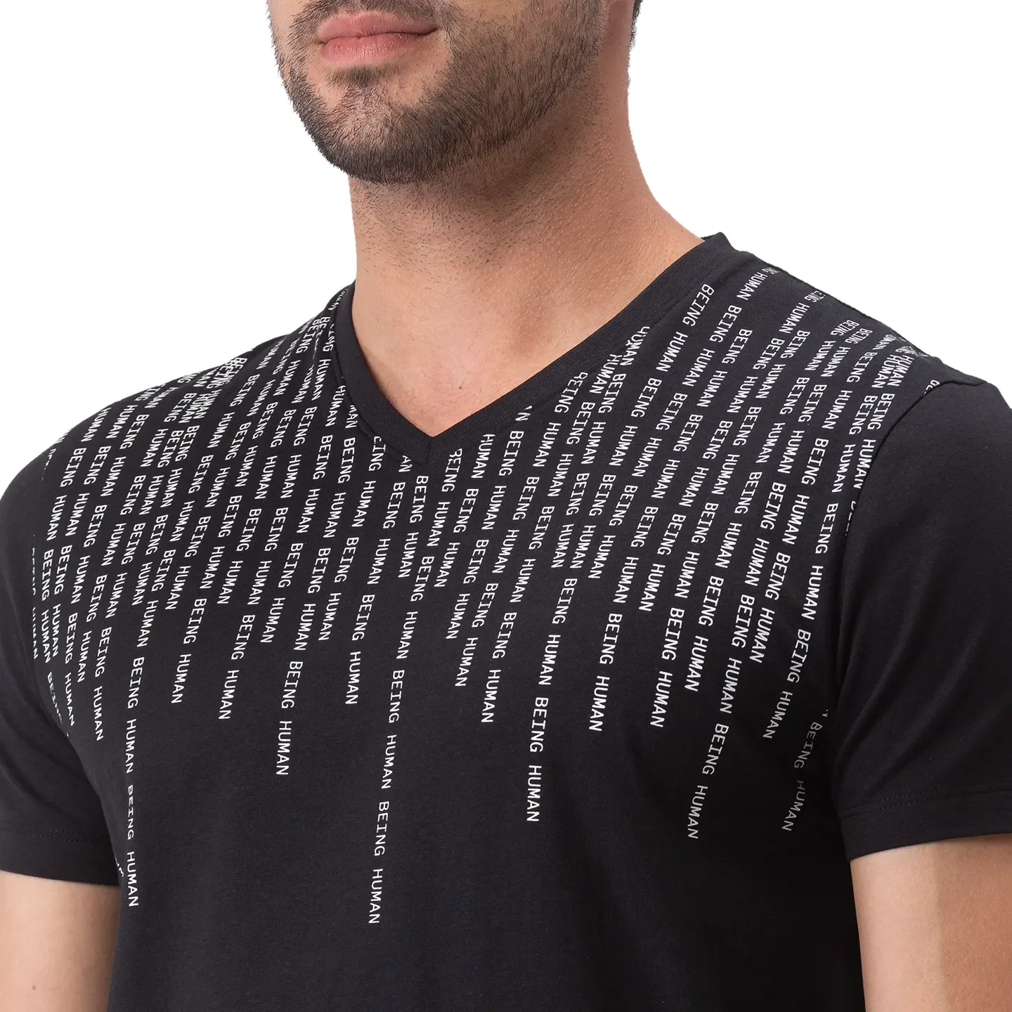 Black Regular Fit Men's Short Sleeves T-Shirt by Being Human Clothing - Image 4