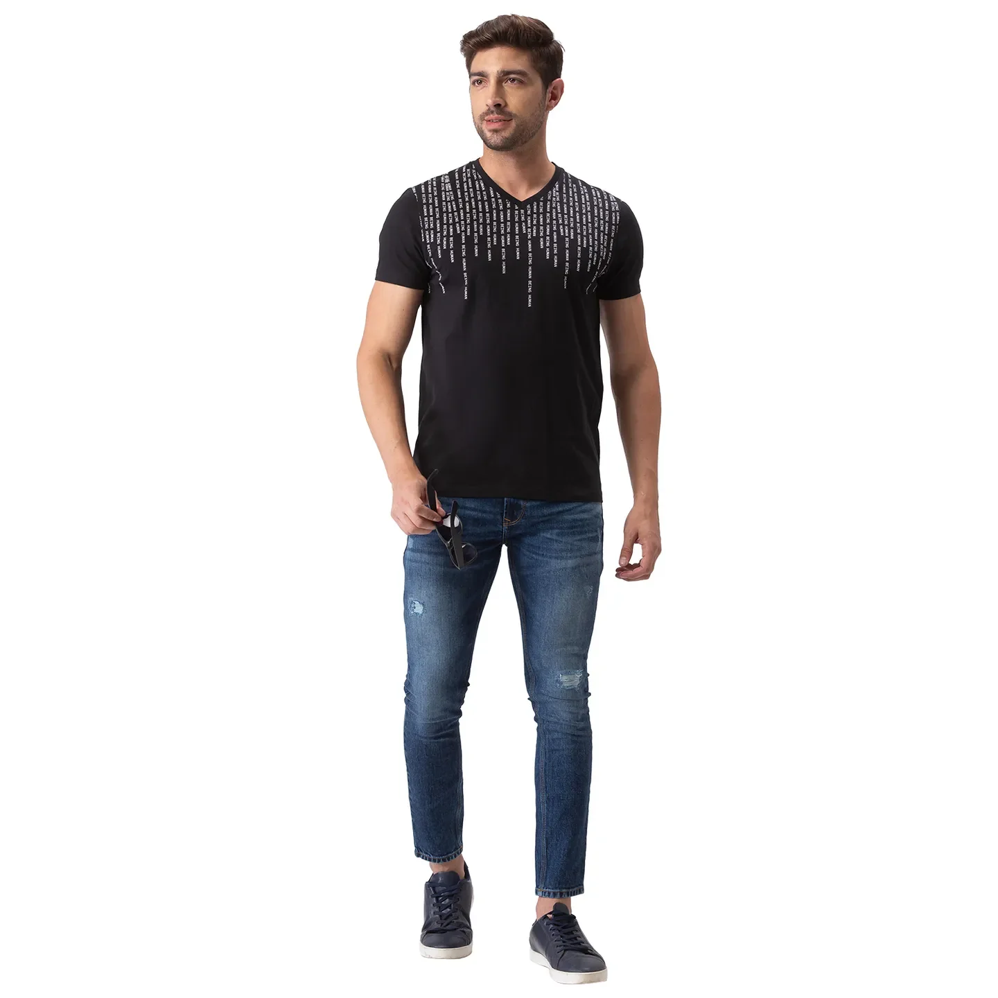 Black Regular Fit Men's Short Sleeves T-Shirt by Being Human Clothing - Image 5
