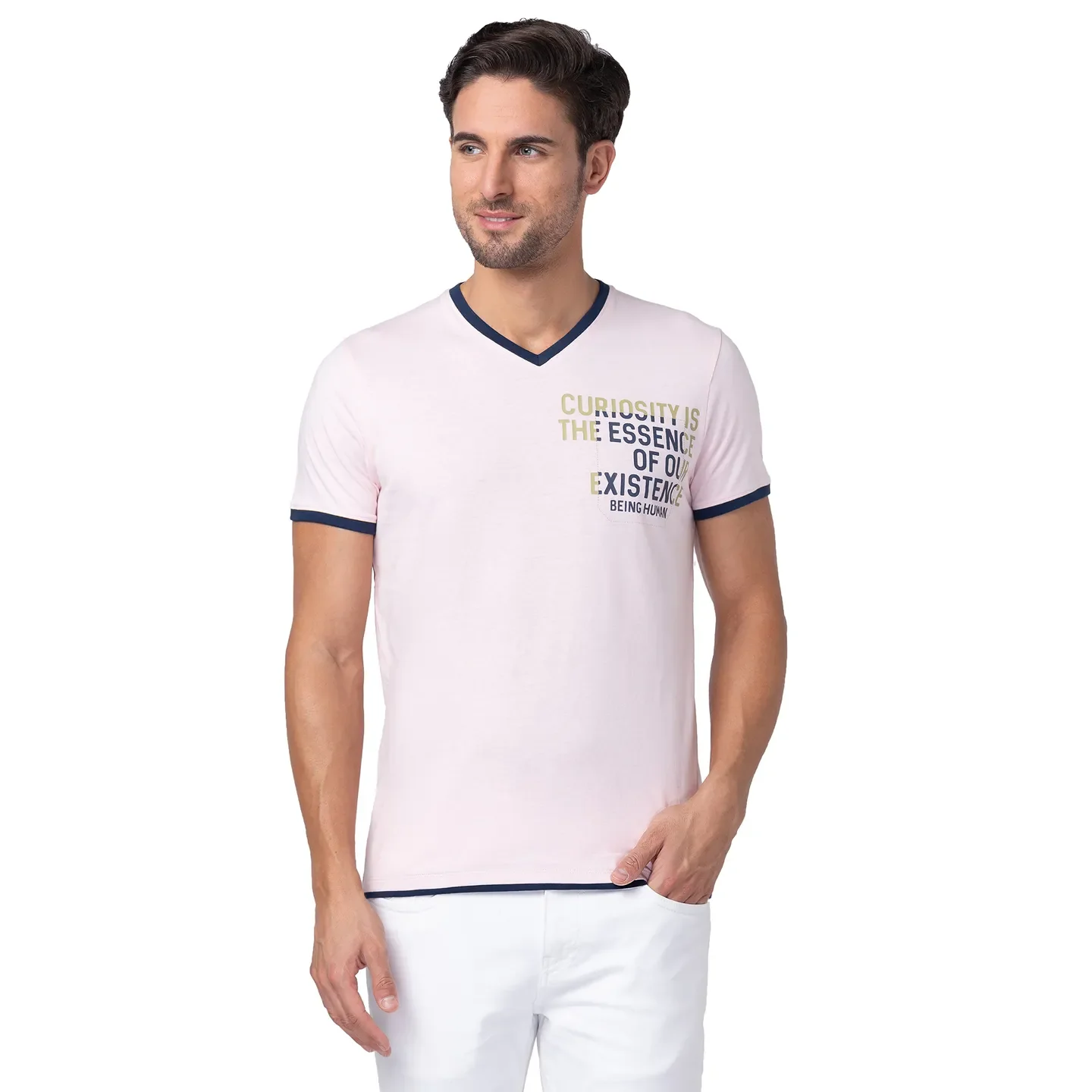 Blushing Bride Regular Fit V Neck Men's T-Shirt by Being Human Clothing