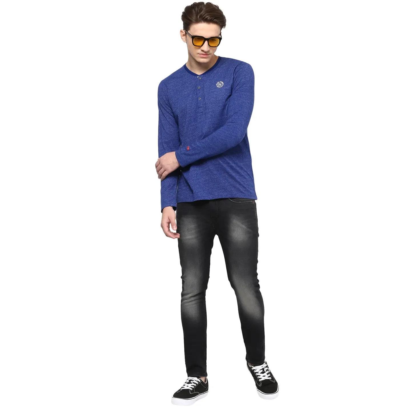 Blue Regular Fit Men's Long Sleeves T-Shirt by Being Human Clothing - Image 2