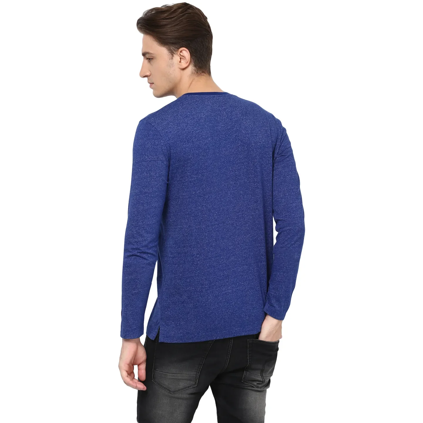 Blue Regular Fit Men's Long Sleeves T-Shirt by Being Human Clothing - Image 3