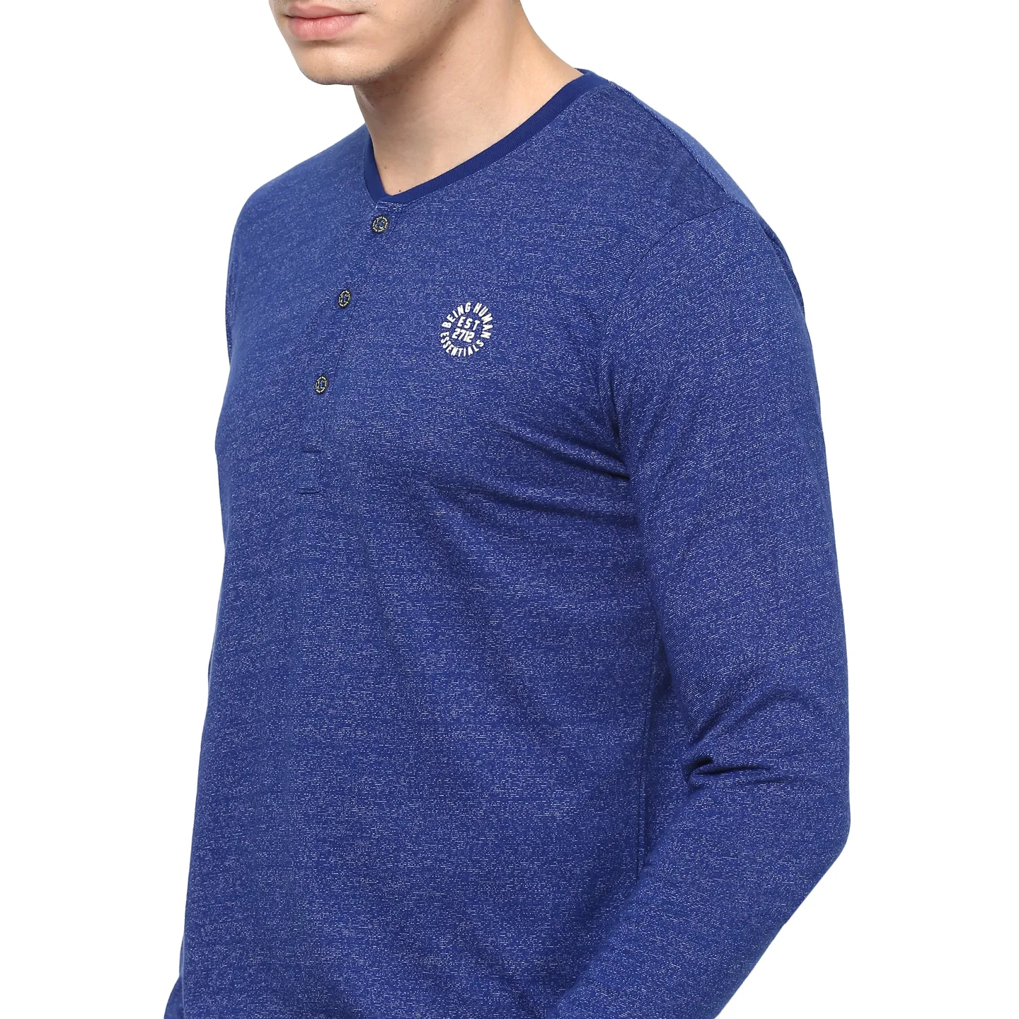 Blue Regular Fit Men's Long Sleeves T-Shirt by Being Human Clothing - Image 5