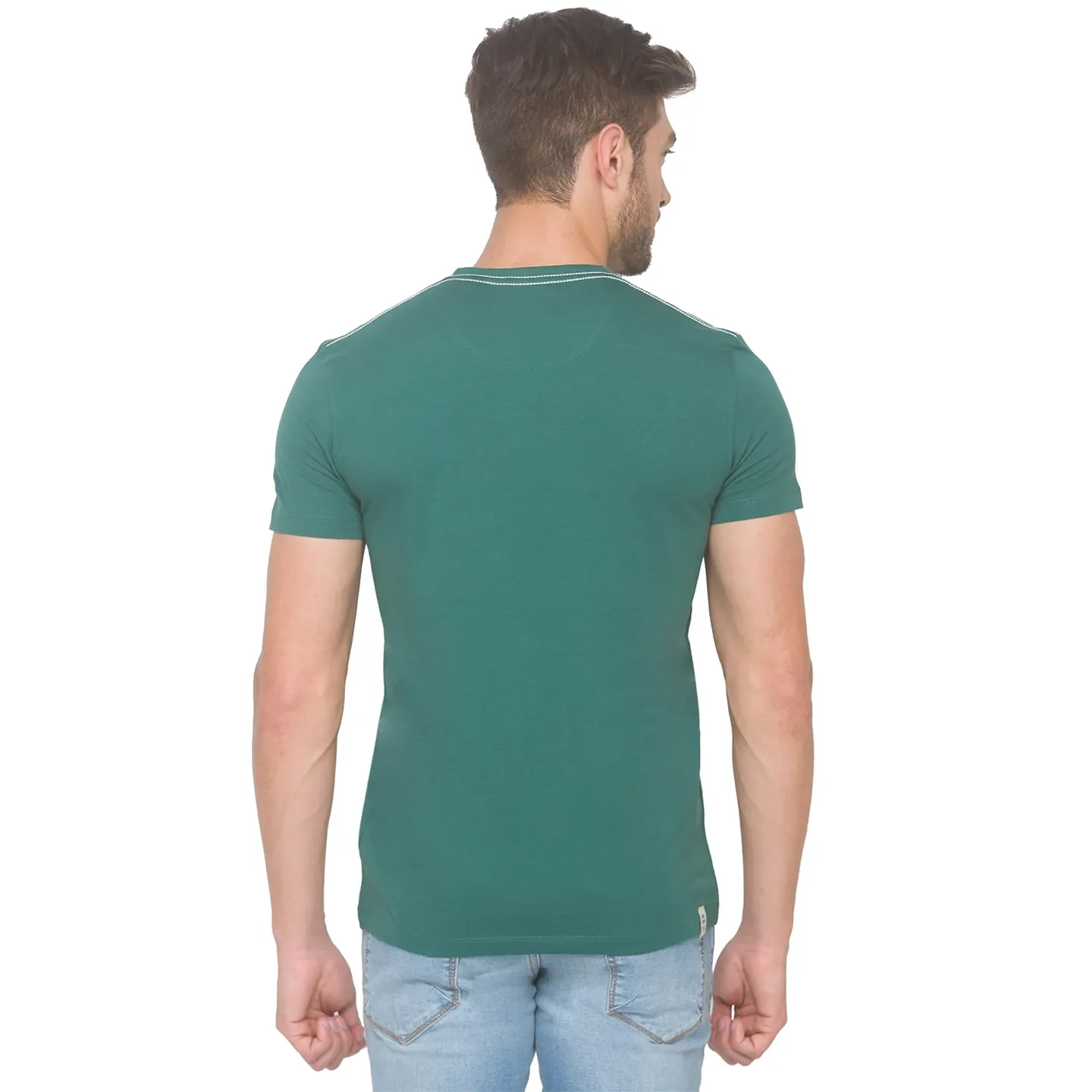 Green Regular Fit Men's Short Sleeves T-Shirt by Being Human Clothing - Image 3