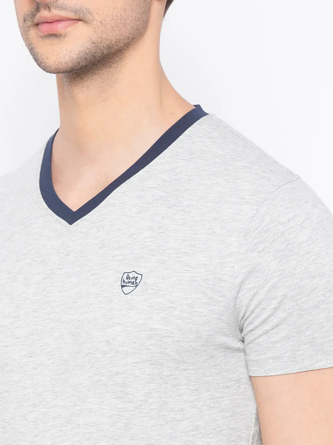 Grey Regular Fit Men's Short Sleeves T-Shirt by Being Human Clothing - Image 4