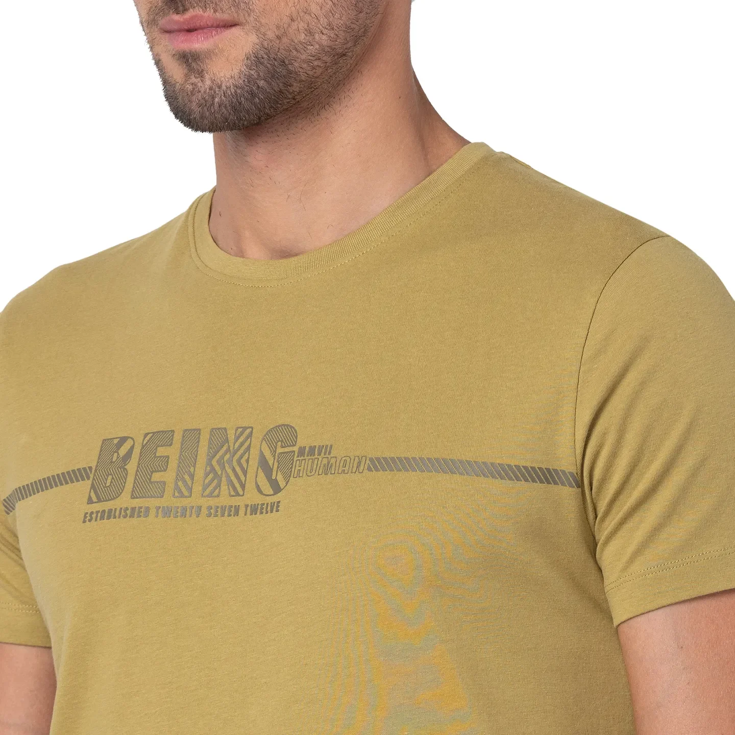 Brown Regular Fit Men's Short Sleeves T-Shirt by Being Human Clothing - Image 4