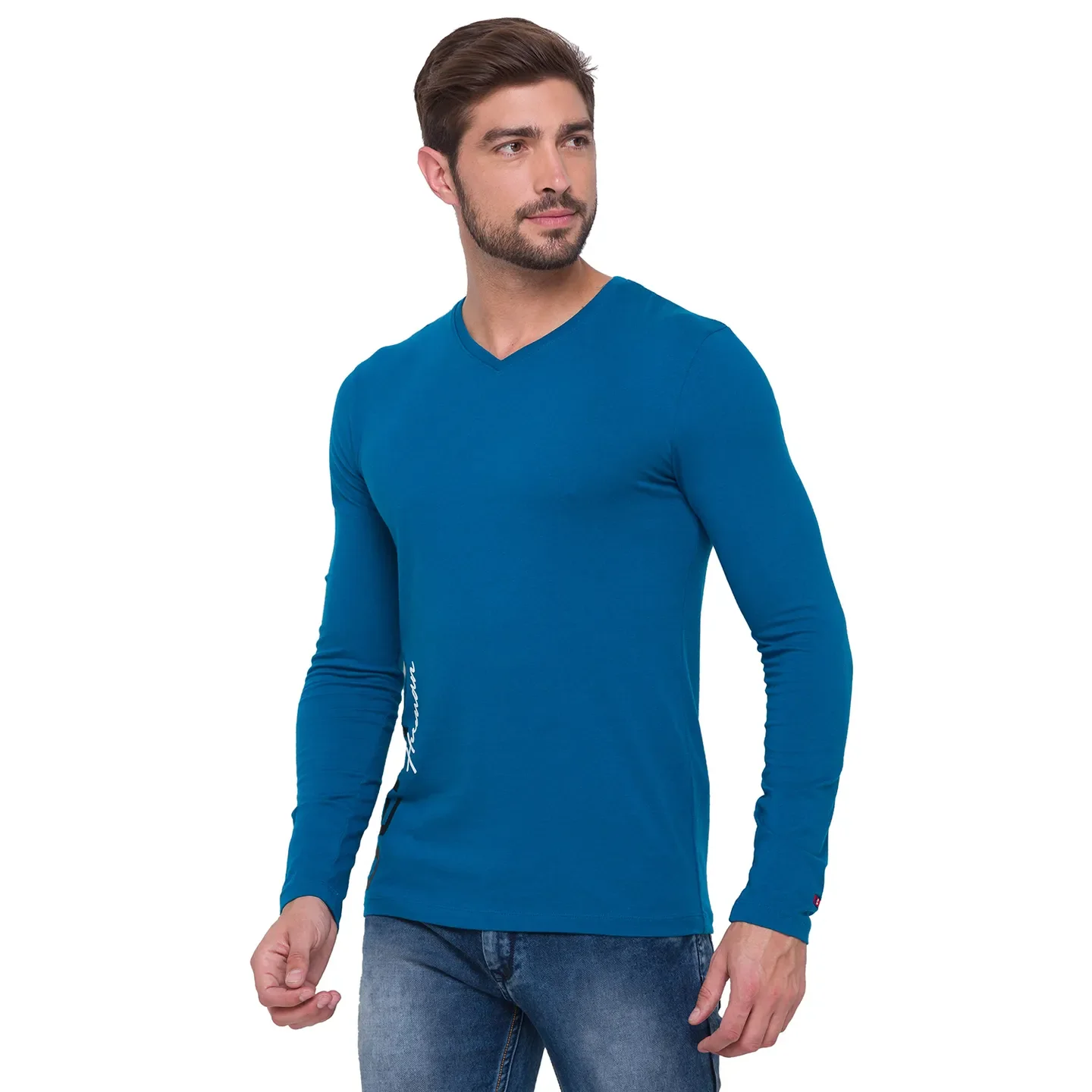 Blue Regular Fit Men's Long Sleeves T-Shirt by Being Human Clothing - Image 3