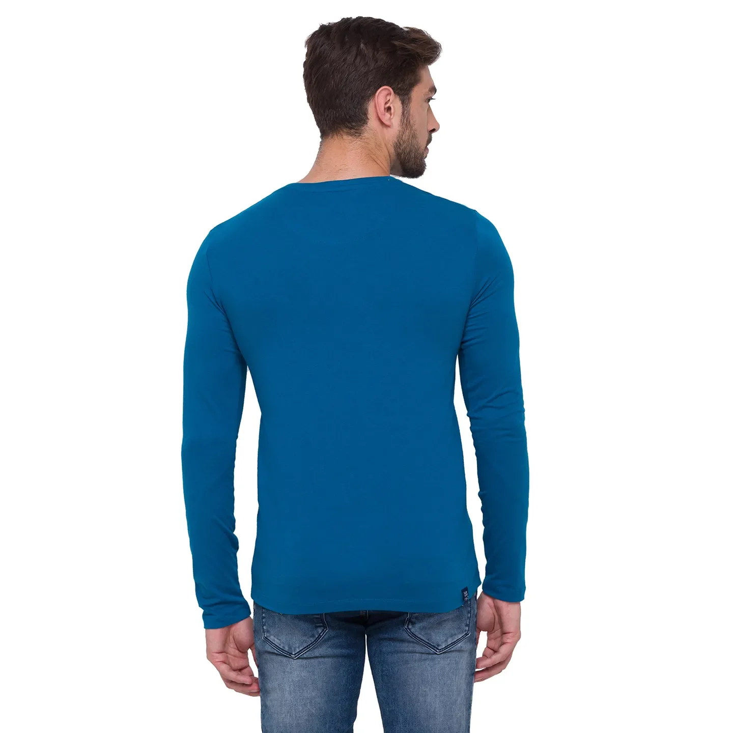 Blue Regular Fit Men's Long Sleeves T-Shirt by Being Human Clothing - Image 4