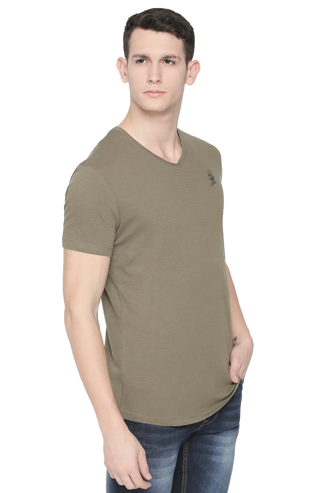 Green Regular Fit Men's Short Sleeves T-Shirt by Being Human Clothing - Image 4