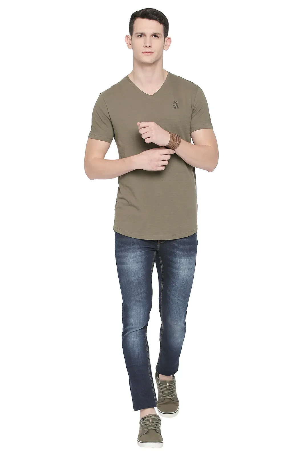 Green Regular Fit Men's Short Sleeves T-Shirt by Being Human Clothing - Image 6