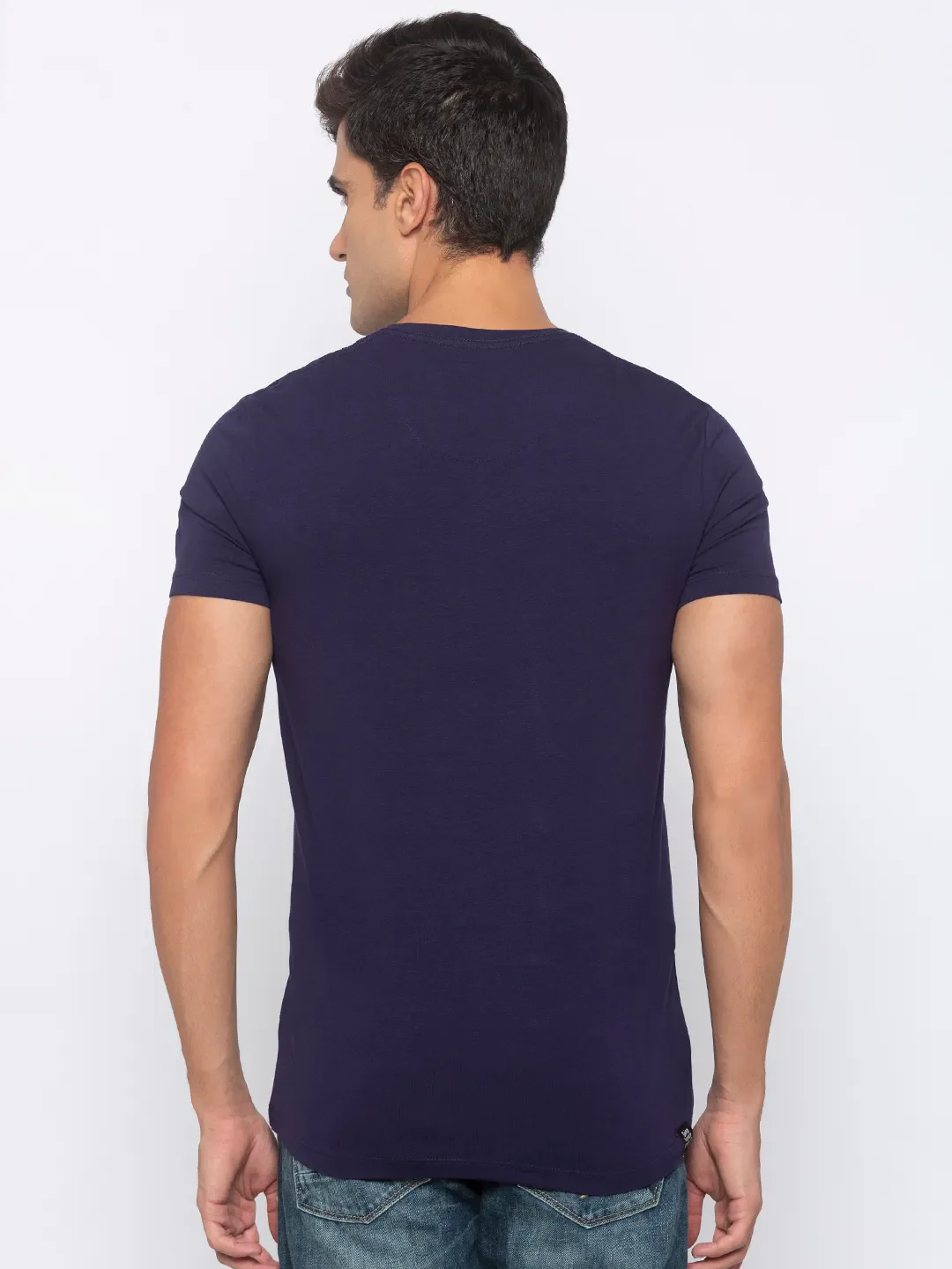 Blue Regular Fit Men's Short Sleeves T-Shirt by Being Human Clothing - Image 3