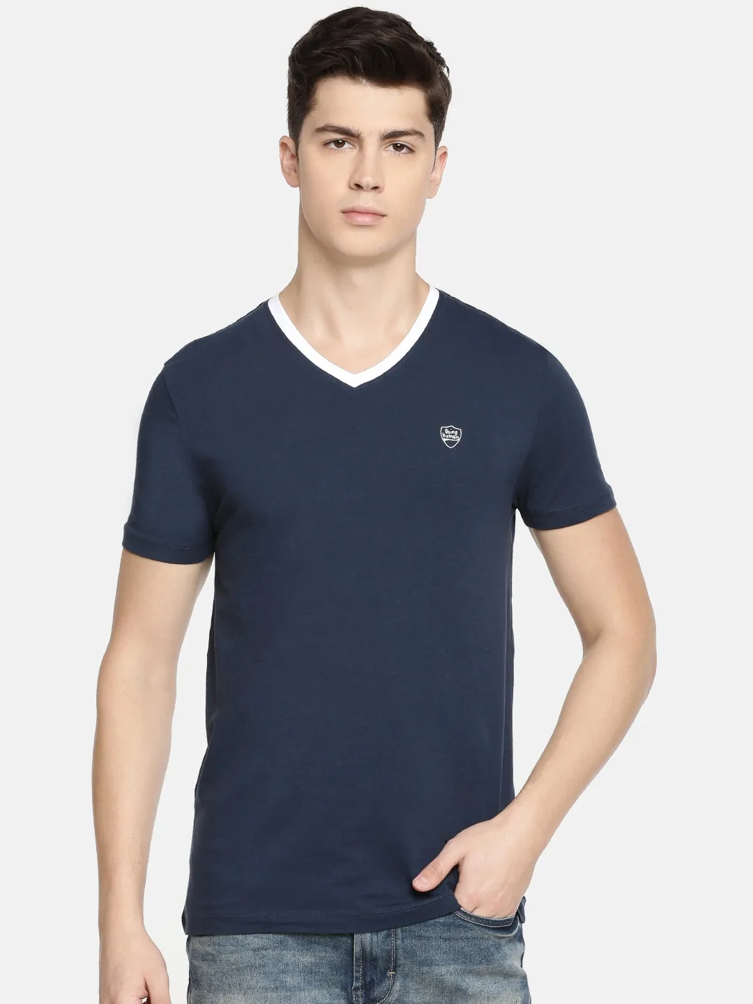 Blue Regular Fit Men's Short Sleeves T-Shirt by Being Human Clothing - Image 3