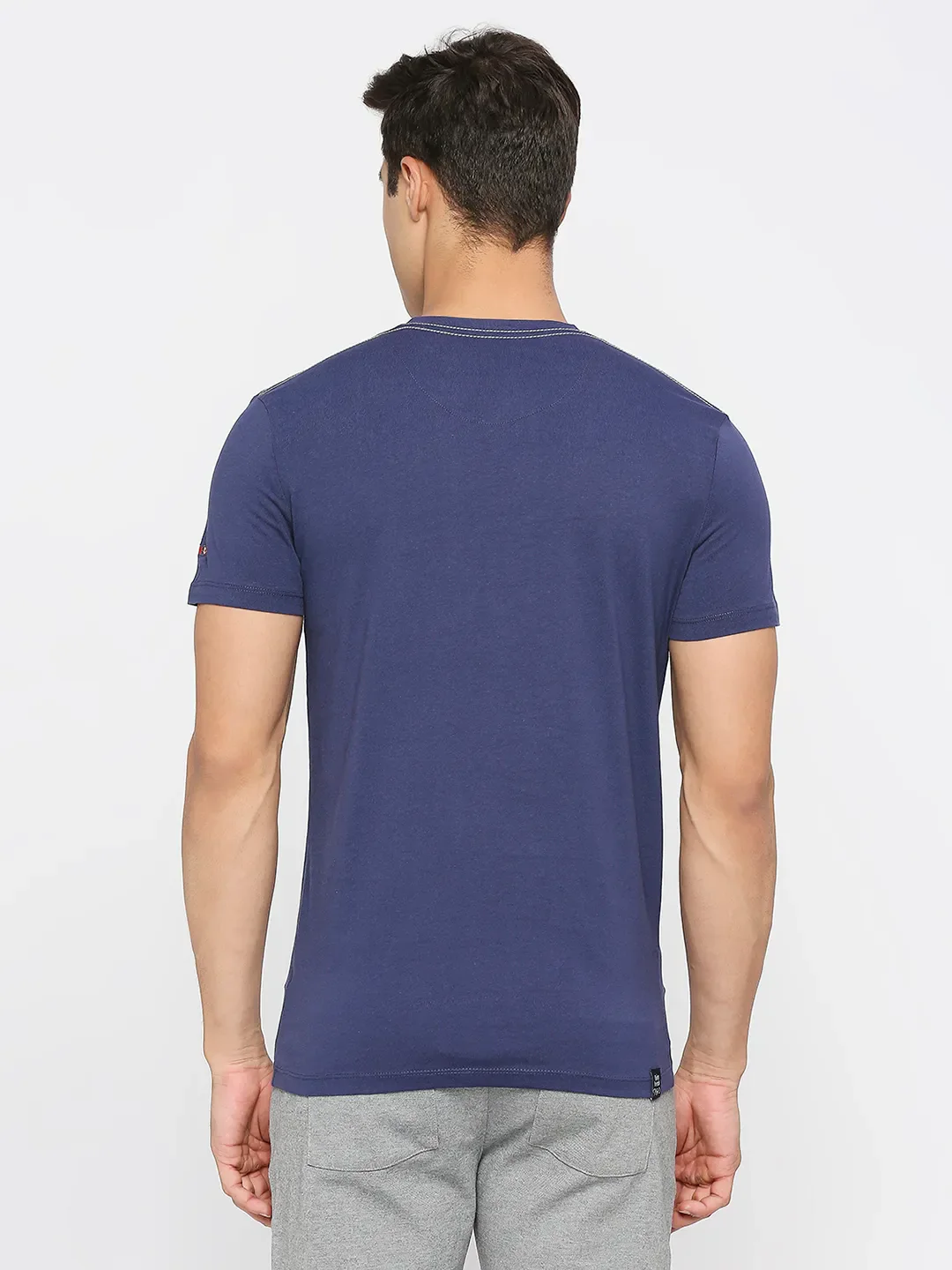 Navy Regular Fit V Neck Men's T-Shirt by Being Human Clothing - Image 4
