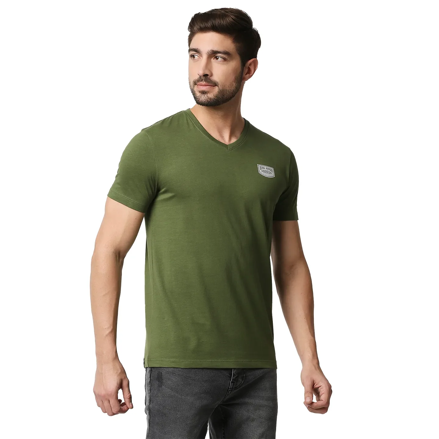 Green Regular Fit Men's Short Sleeves T-Shirt by Being Human Clothing - Image 3