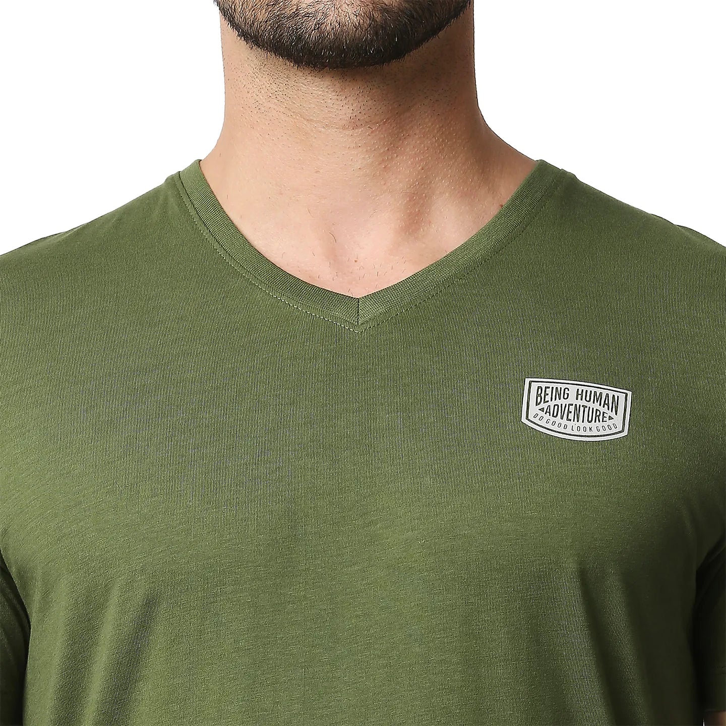 Green Regular Fit Men's Short Sleeves T-Shirt by Being Human Clothing - Image 5