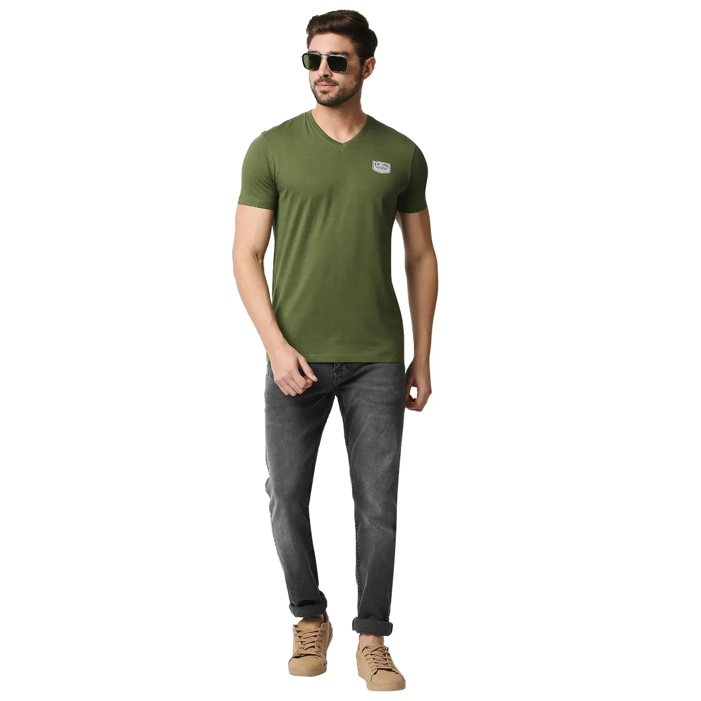 Green Regular Fit Men's Short Sleeves T-Shirt by Being Human Clothing - Image 6