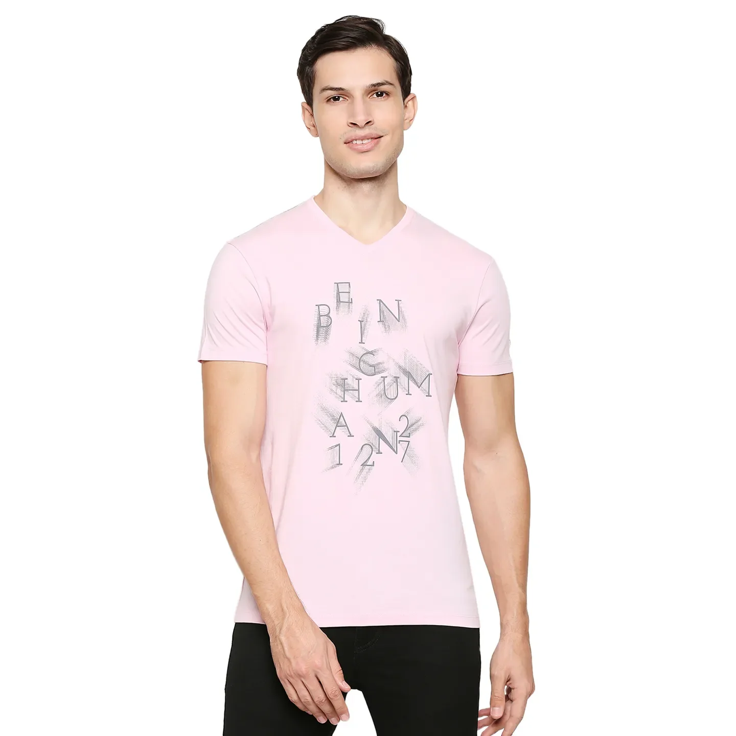 Pink Regular Fit Men's Short Sleeves T-Shirt by Being Human Clothing