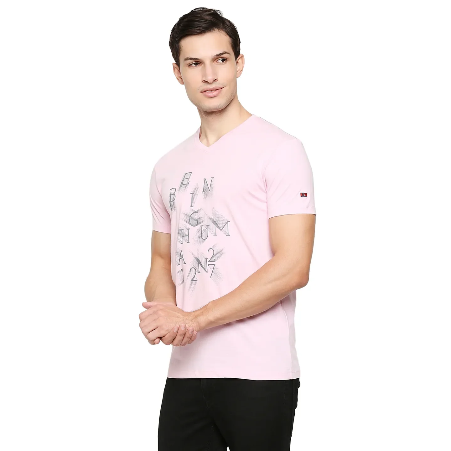 Pink Regular Fit Men's Short Sleeves T-Shirt by Being Human Clothing - Image 4