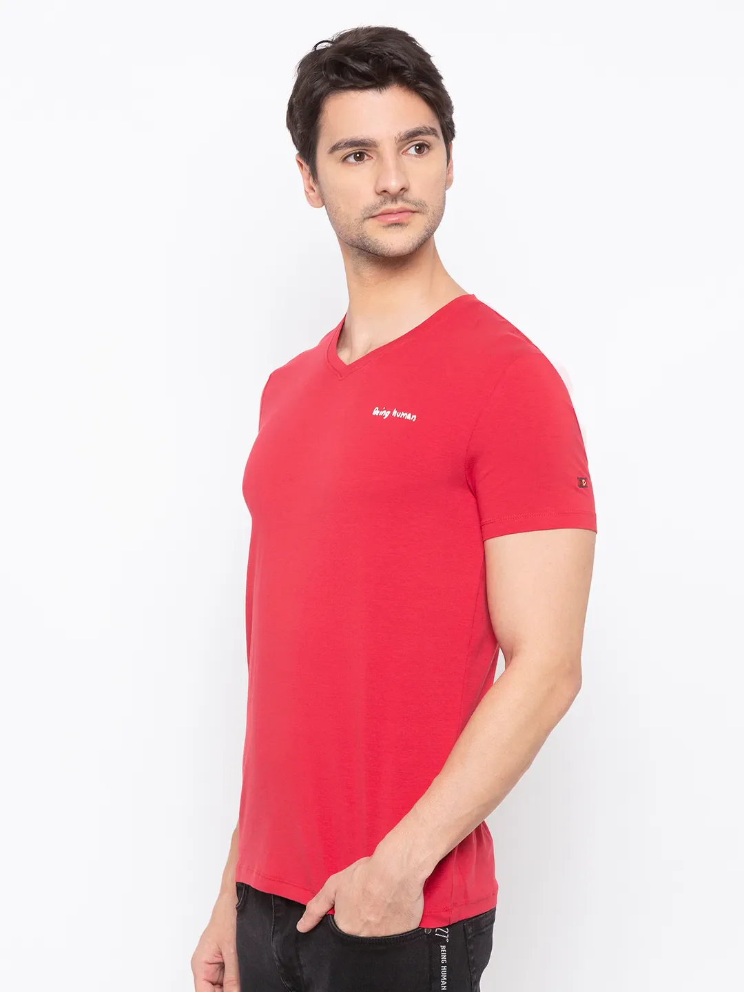 Red Regular Fit Men's Short Sleeves T-Shirt by Being Human Clothing - Image 2