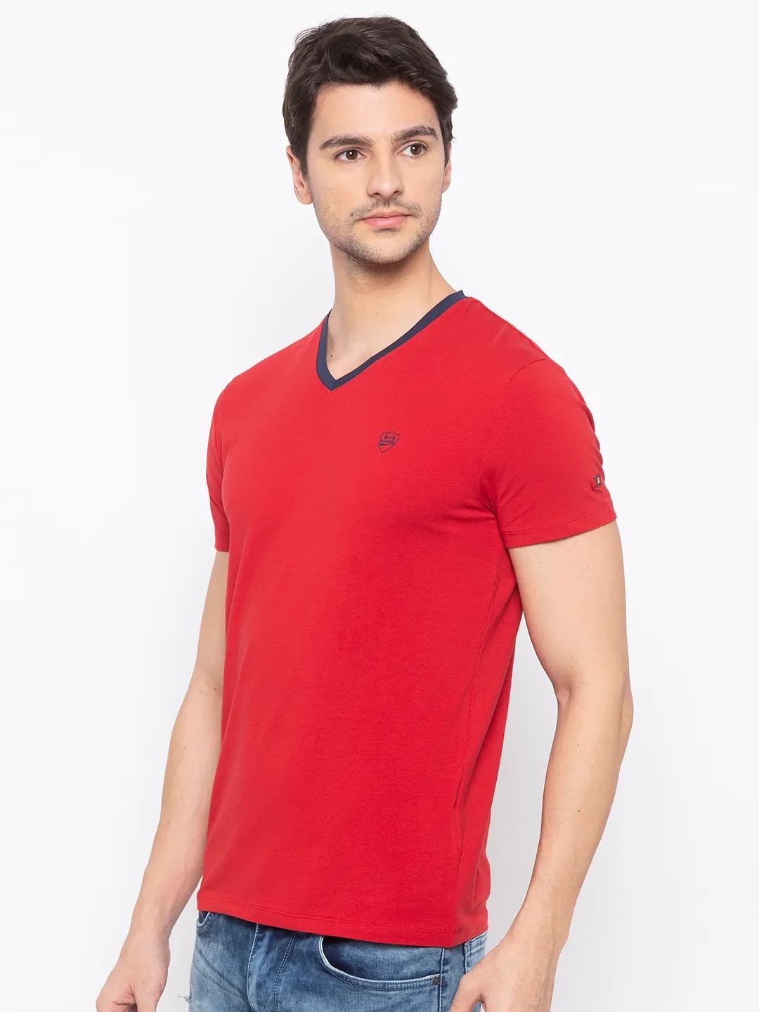 Red Regular Fit Men's Short Sleeves T-Shirt by Being Human Clothing - Image 2