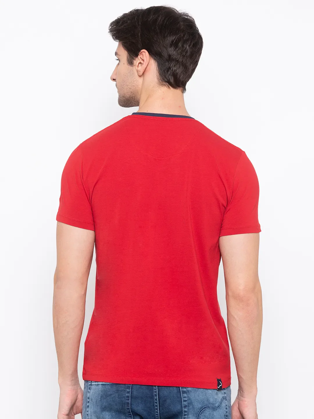 Red Regular Fit Men's Short Sleeves T-Shirt by Being Human Clothing - Image 3