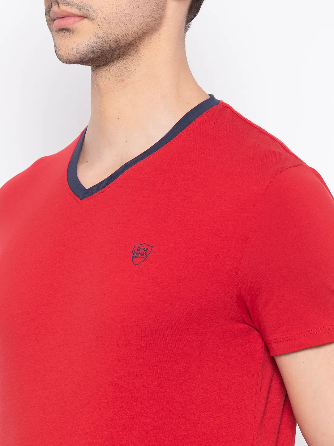 Red Regular Fit Men's Short Sleeves T-Shirt by Being Human Clothing - Image 4