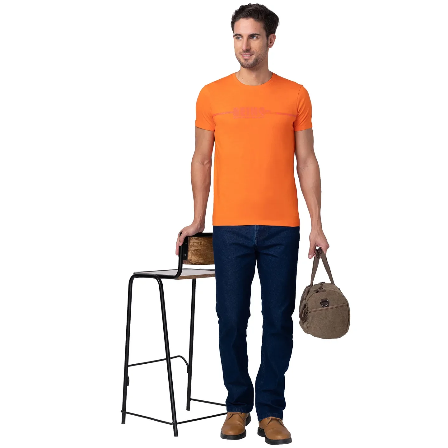 Red Orange Regular Fit V Neck Men's T-Shirt by Being Human Clothing - Image 6