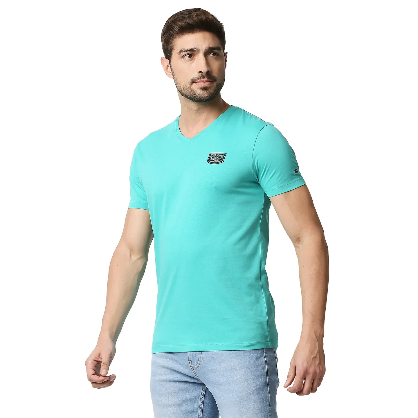 Blue Regular Fit Men's Short Sleeves T-Shirt by Being Human Clothing - Image 2