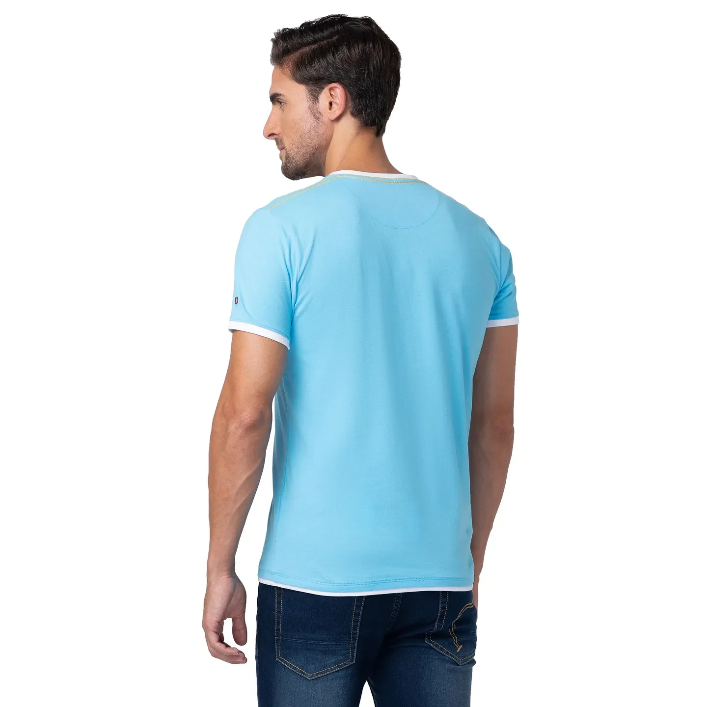 Blue Regular Fit Men's Short Sleeves T-Shirt by Being Human Clothing - Image 3