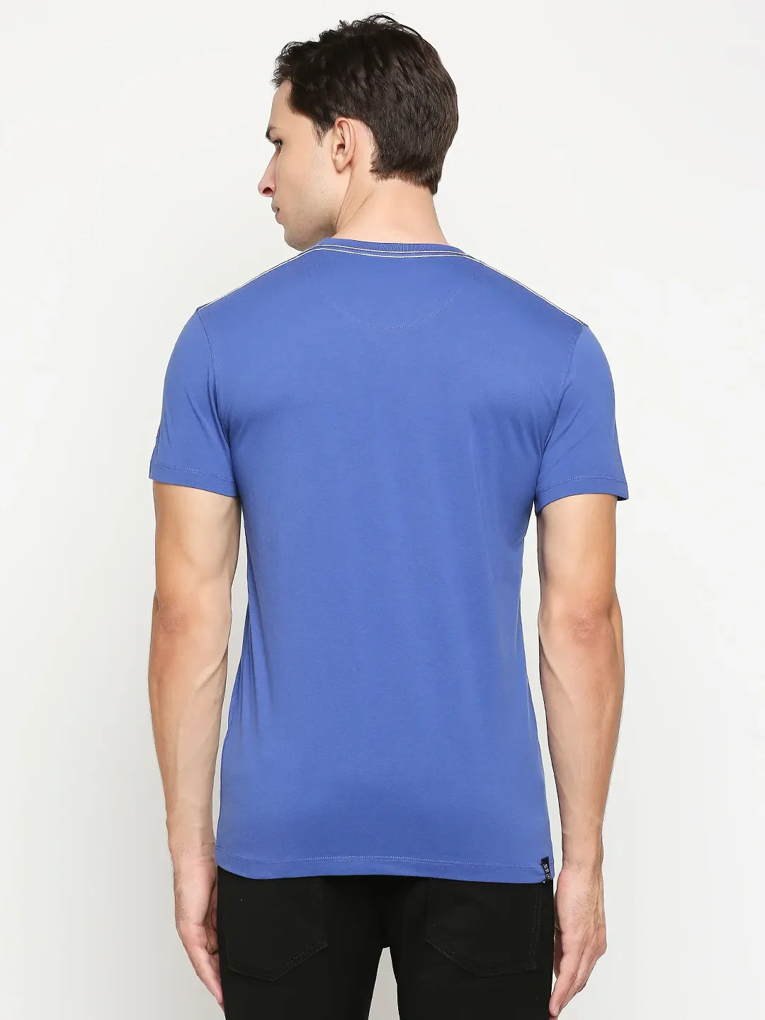 Blue Regular Fit Men's Short Sleeves T-Shirt by Being Human Clothing - Image 4