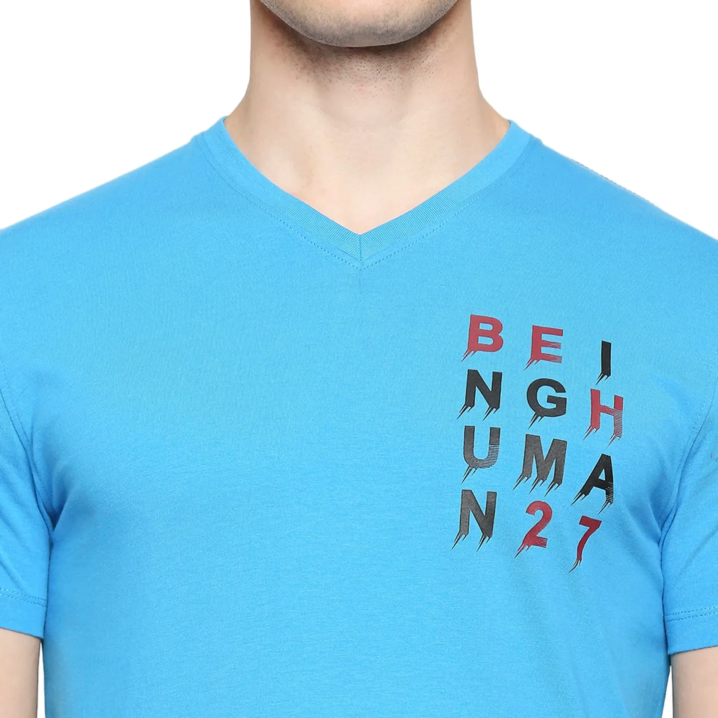 Blue Regular Fit Men's Short Sleeves T-Shirt by Being Human Clothing - Image 5