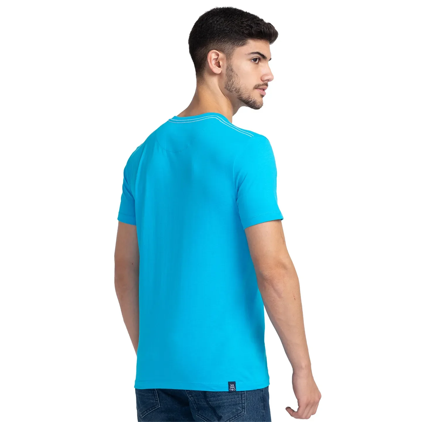 Blue Regular Fit Men's Short Sleeves T-Shirt by Being Human Clothing - Image 3