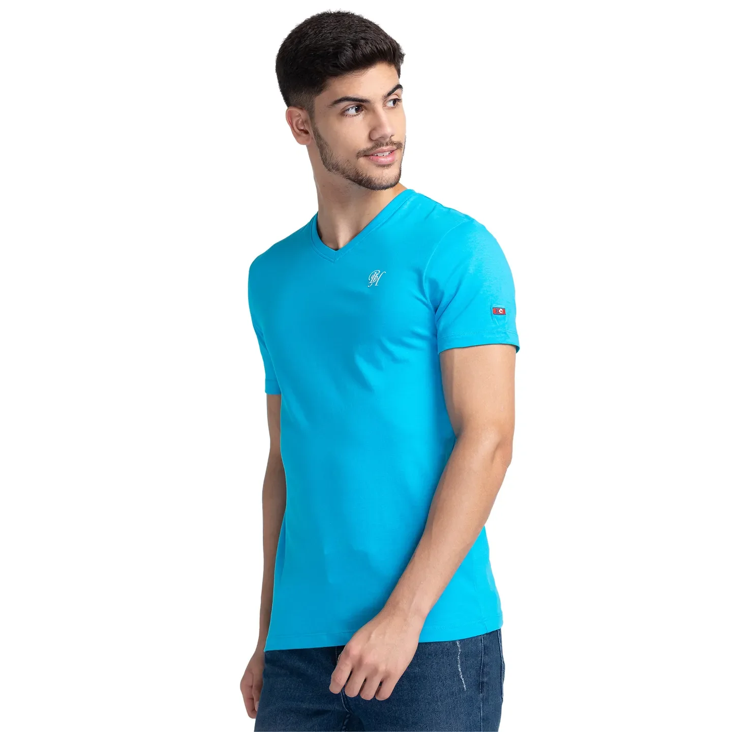 Blue Regular Fit Men's Short Sleeves T-Shirt by Being Human Clothing - Image 4