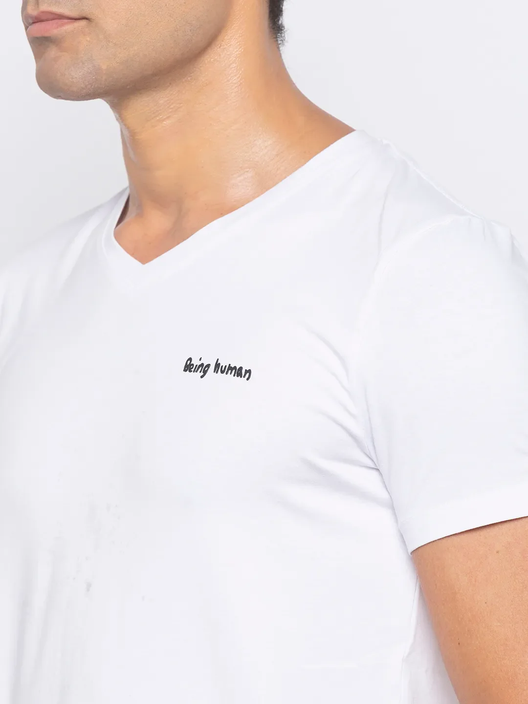 White Regular Fit Men's Short Sleeves T-Shirt by Being Human Clothing - Image 4