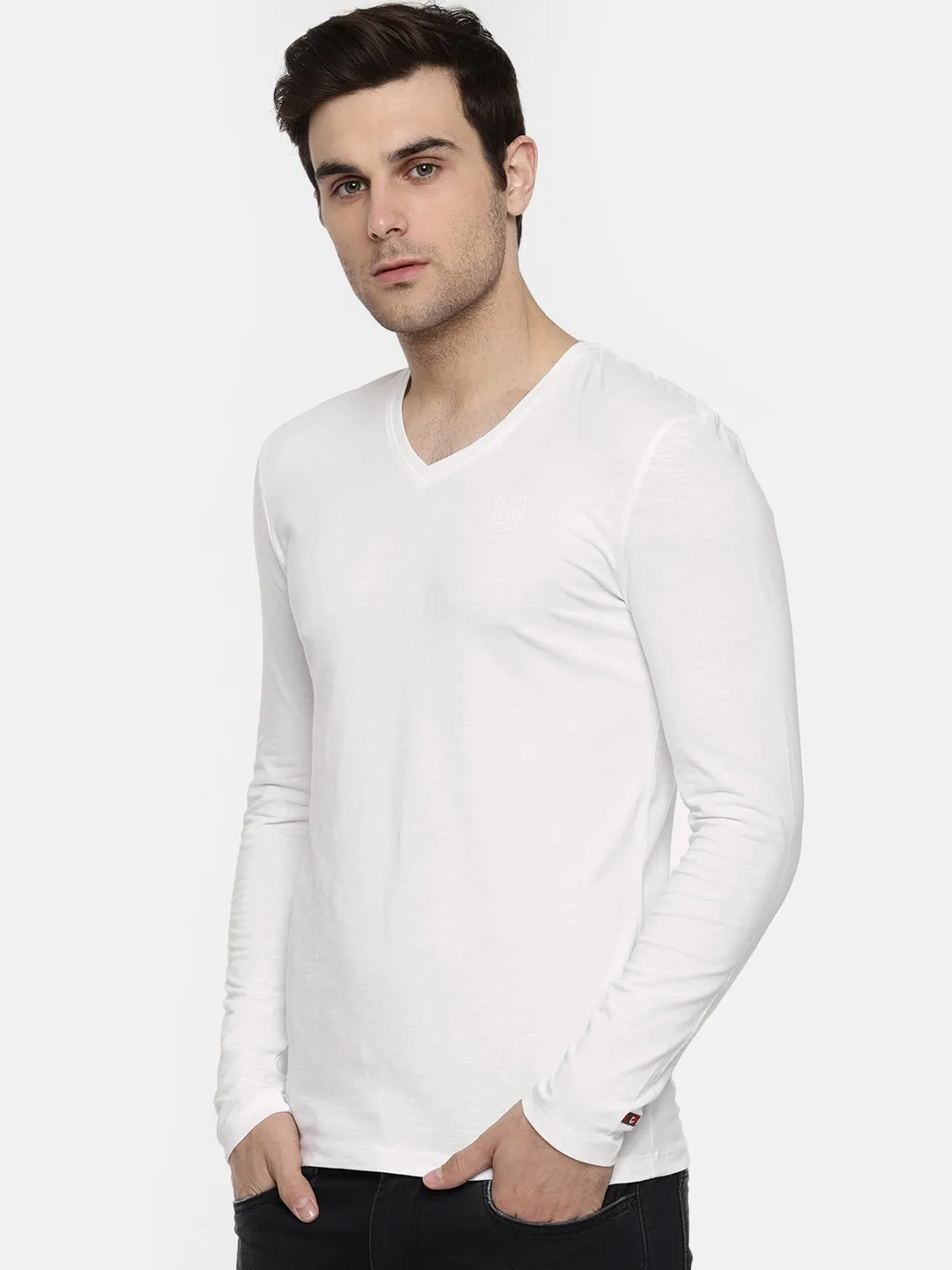 White Regular Fit Men's Long Sleeves T-Shirt by Being Human Clothing - Image 2