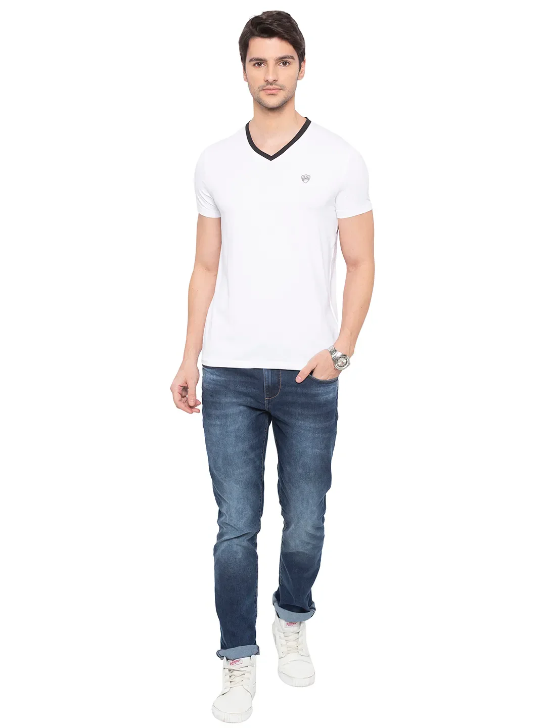 White Regular Fit Men's Short Sleeves T-Shirt by Being Human Clothing - Image 5