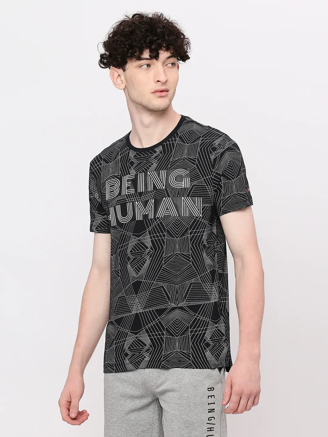 Black Regular Fit Men's Short Sleeves T-Shirt by Being Human Clothing - Image 2