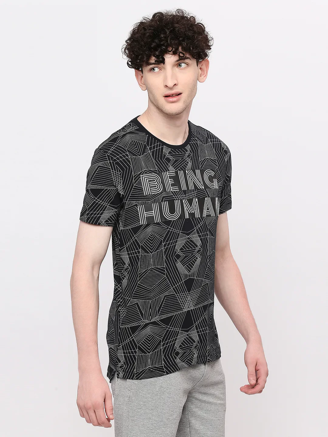 Black Regular Fit Men's Short Sleeves T-Shirt by Being Human Clothing - Image 3